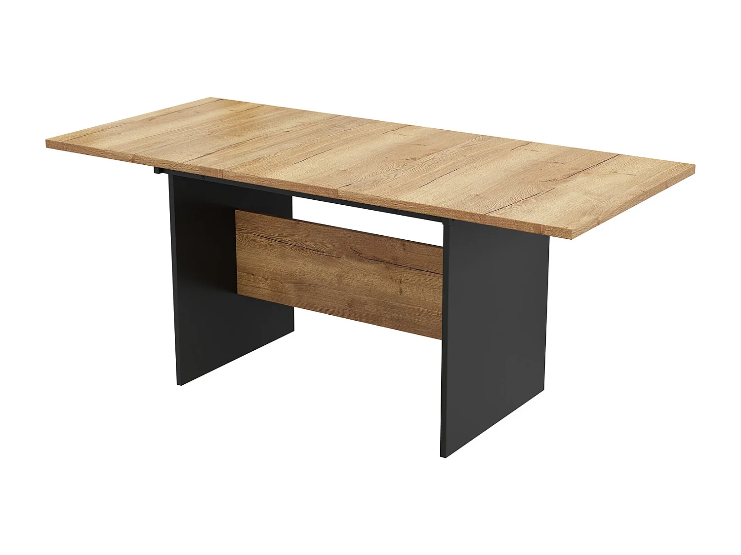 Mesa de jantar extensível 140-180 cm, mesa de cozinha retangular, aparência de madeira, tampo extensível 140-180 cm, adequada para 4 a 6 pessoas