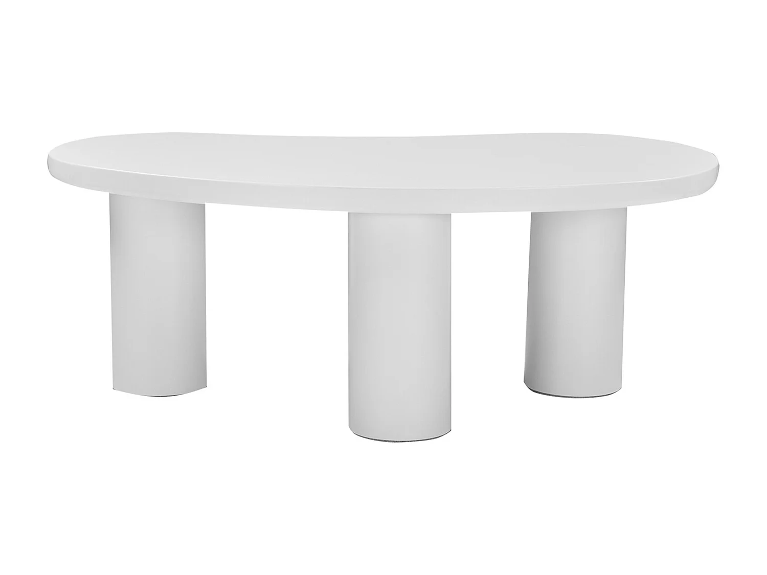 Mesa de centro irregular meia-lua, tampo em MDF e pé em PVC, mesa de centro irregular com base em feltro, branca