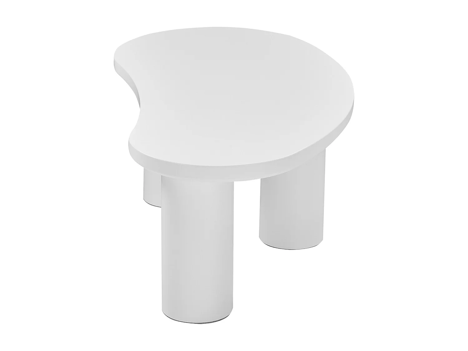 Mesa de centro irregular meia-lua, tampo em MDF e pé em PVC, mesa de centro irregular com base em feltro, branca