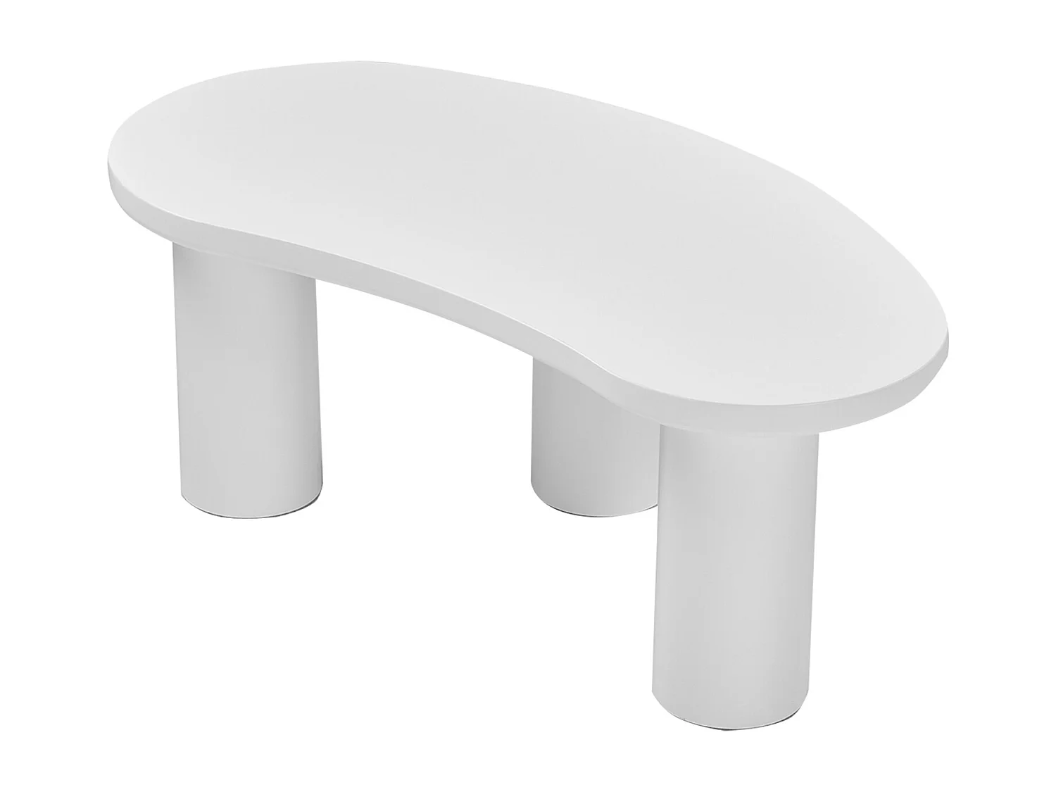 Mesa de centro irregular meia-lua, tampo em MDF e pé em PVC, mesa de centro irregular com base em feltro, branca