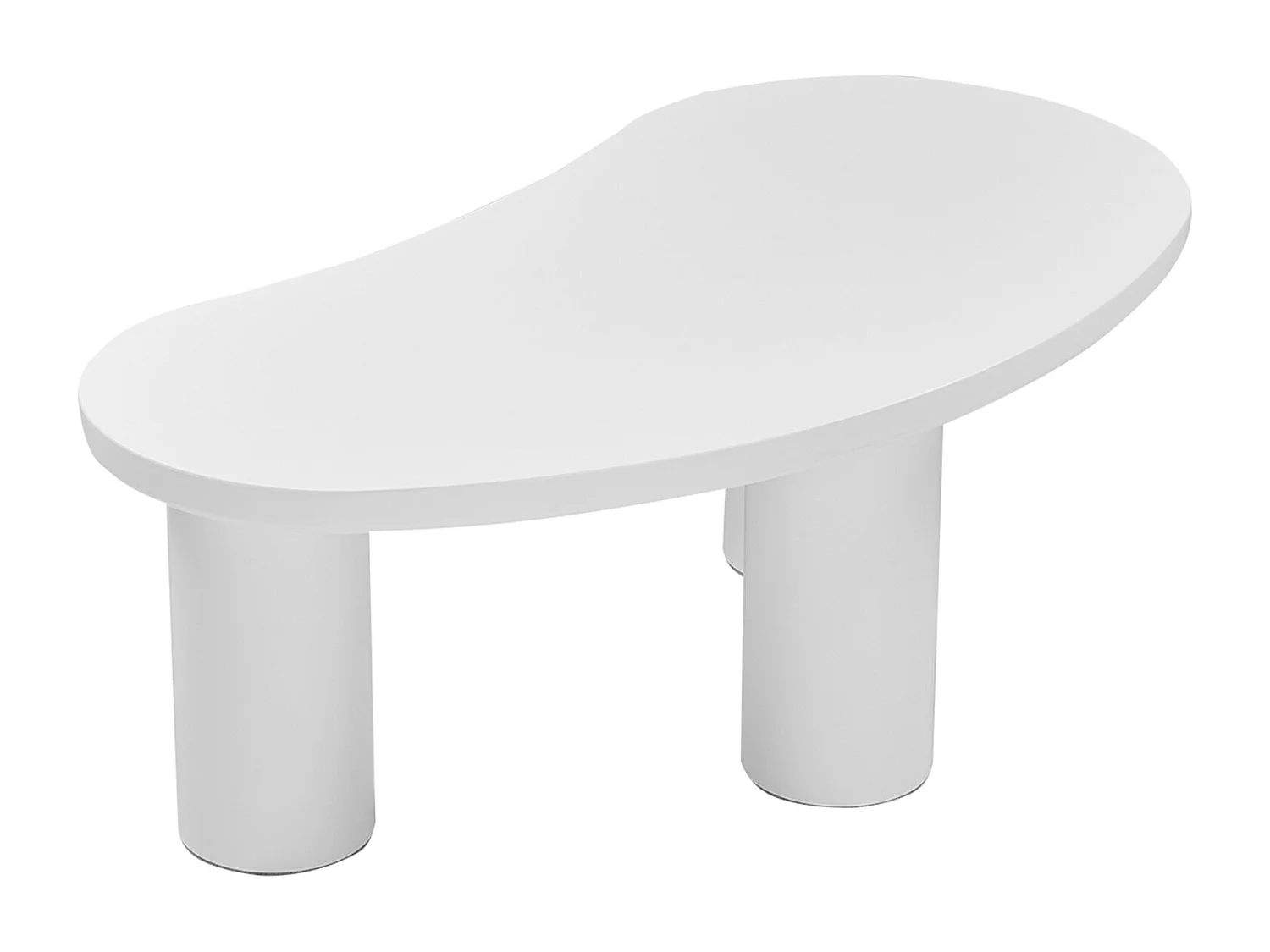 Mesa de centro irregular meia-lua, tampo em MDF e pé em PVC, mesa de centro irregular com base em feltro, branca