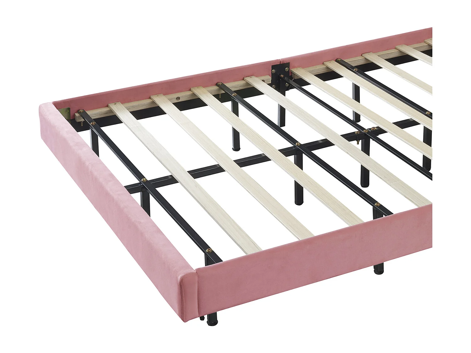 Cama juvenil de 140 x 200 cm, tapizada con luces LED y estructura flotante, cabecero, para niña, con forma de nube, tela de terciopelo (rosa)