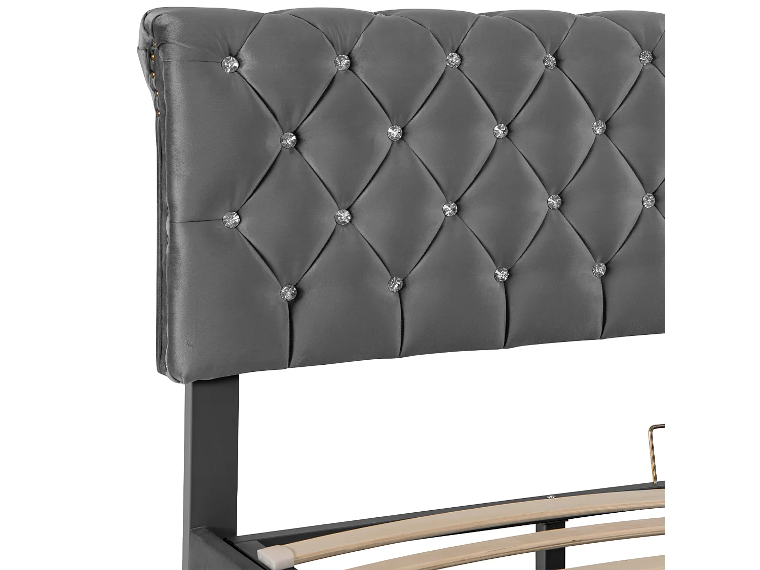 lit simple 180x200,lit capitonné,sommier à lattes en bois,tête de lit réglable en hauteur,pour adultes et adolescents,velours flocon de neige, gris