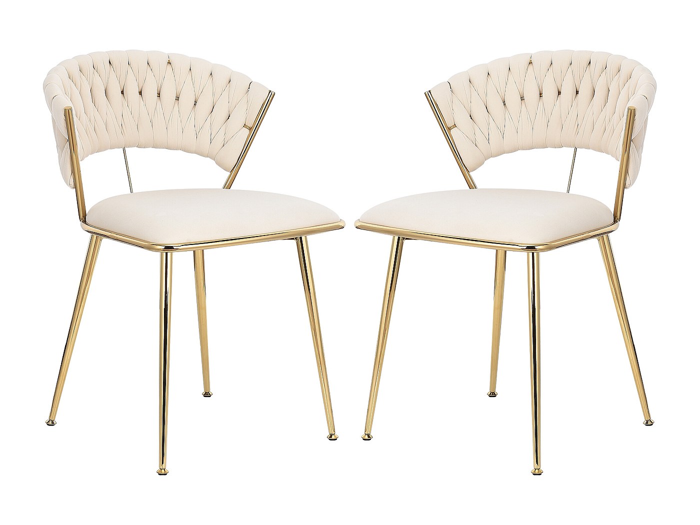 Set van 2 fluwelen eetkamerstoelen - 62 x 54,5 x 77 cm - met rugleuning - Metalen poten - Grijs
