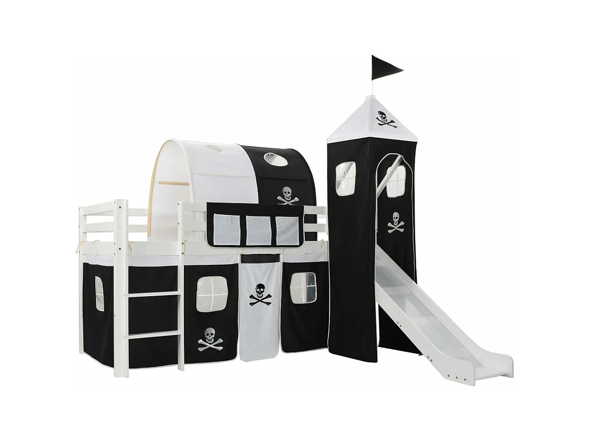 Lit mezzanine d'enfants avec toboggan et échelle Pin 97x208 cm
