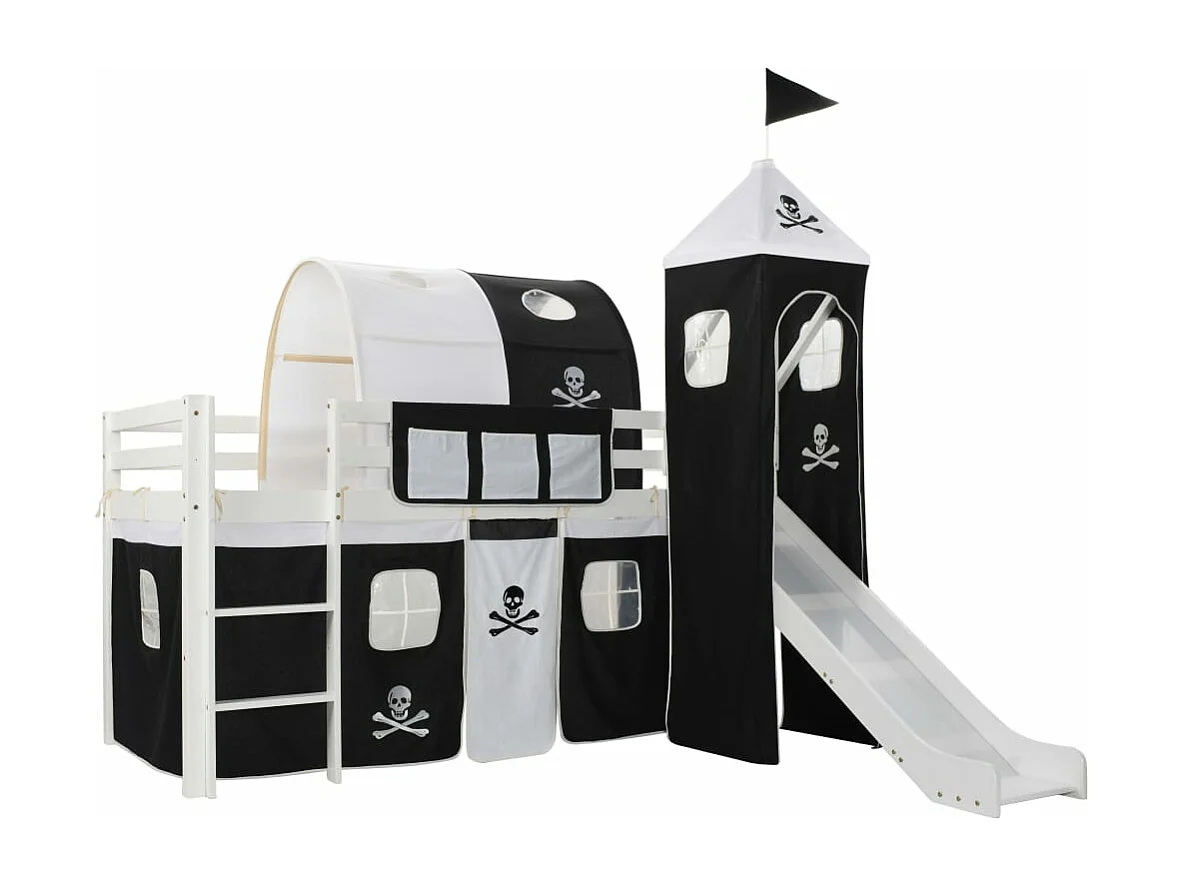 Kinderhochbett mit Rutsche und Leiter Kiefer 97x208 cm