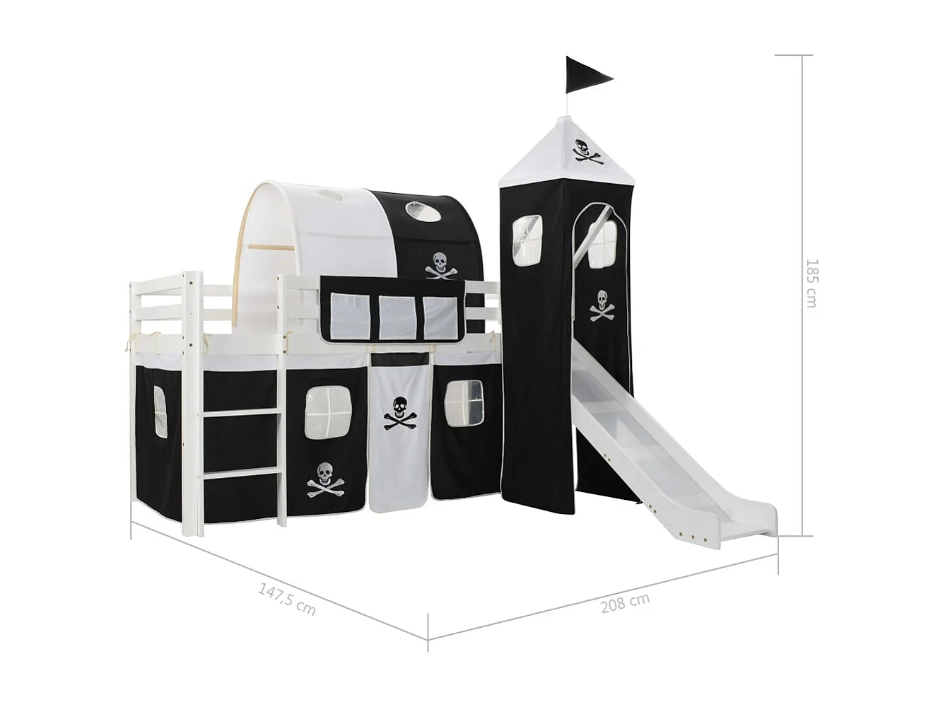 Kinderhochbett mit Rutsche und Leiter Kiefer 97x208 cm