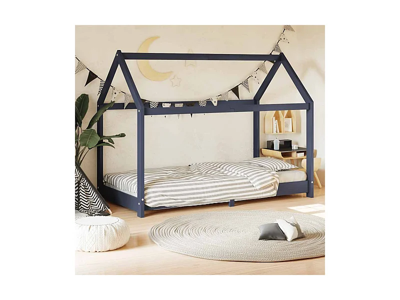 Estructura de cama infantil Gris Madera maciza de pino 70x140 cm