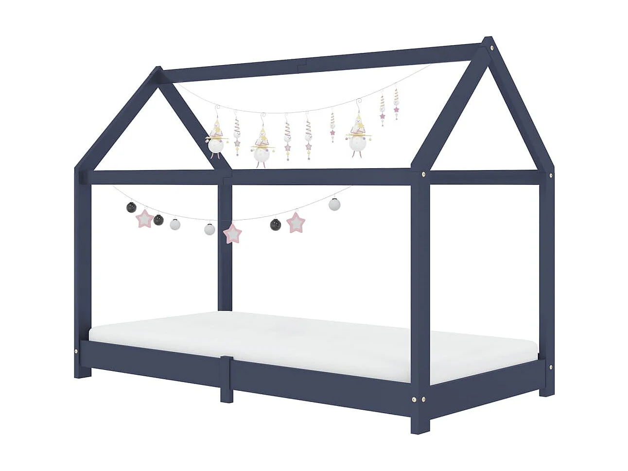 Cadre de lit d'enfant Gris Bois de pin massif 70x140 cm
