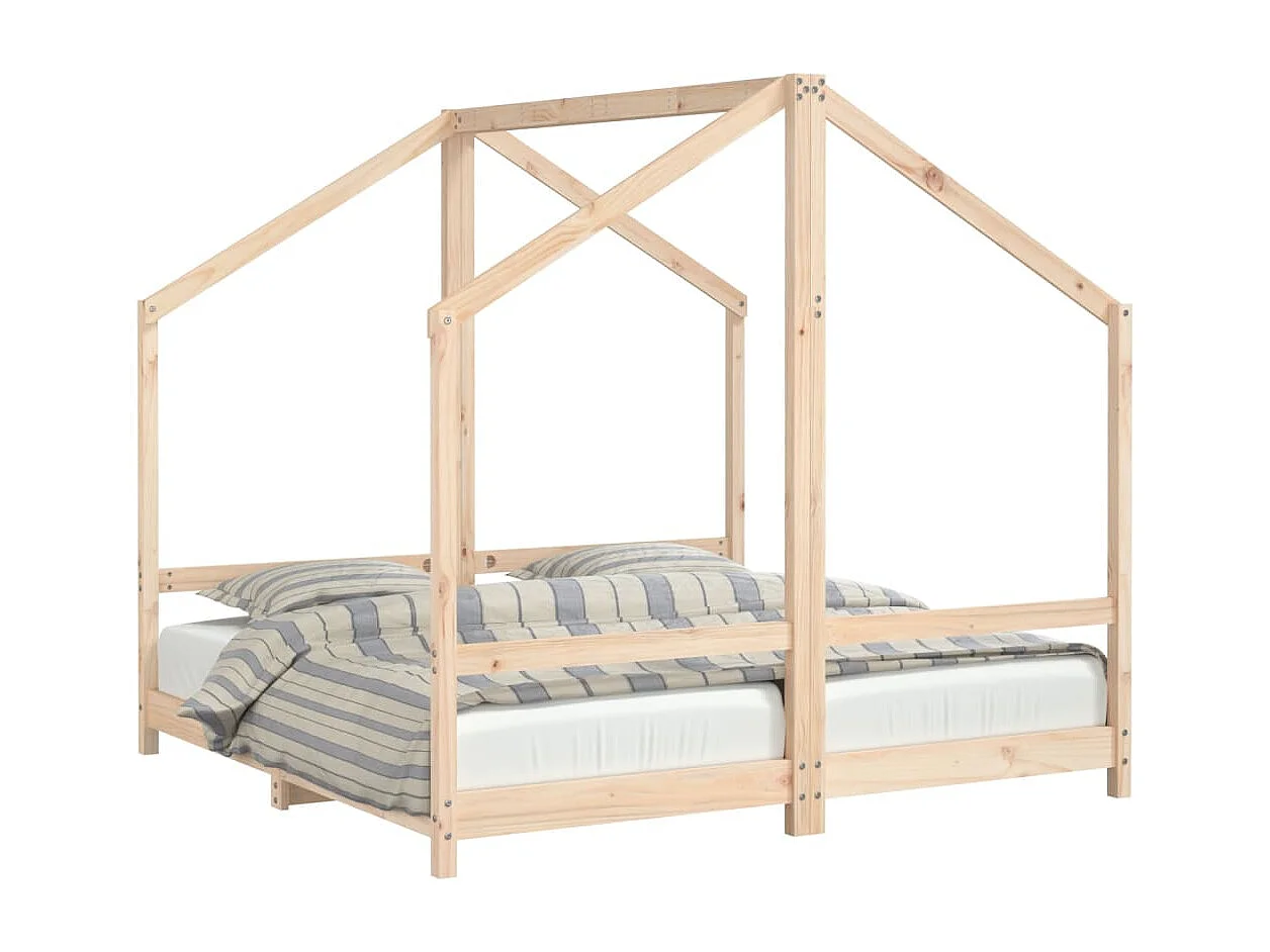 Estructura de cama infantil 2x(80x160) cm de madera maciza de pino
