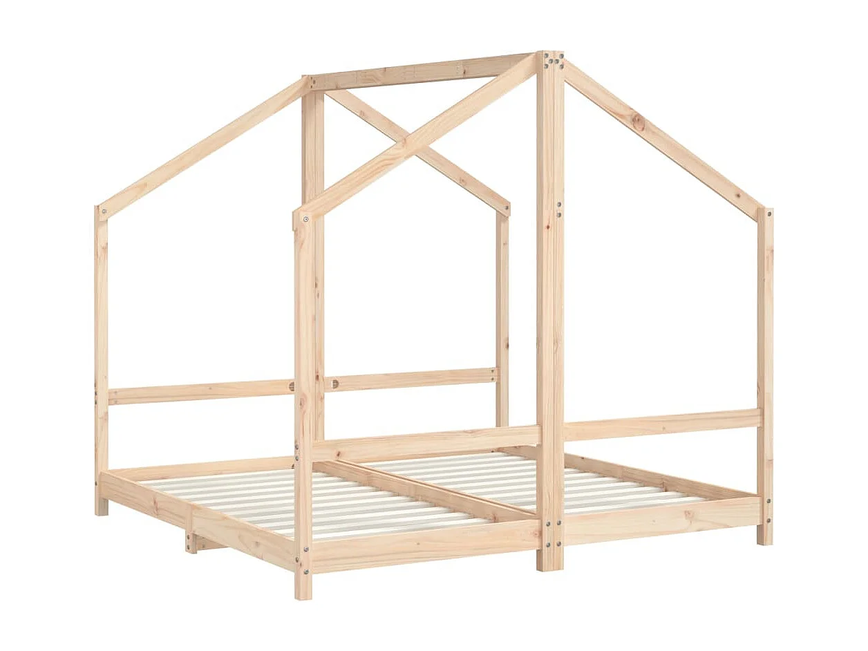 Estructura de cama infantil 2x(80x160) cm de madera maciza de pino