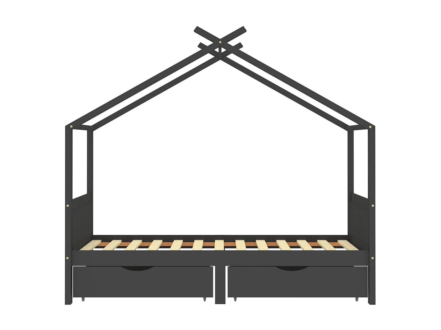 Estructura de cama infantil con cajones Pino gris oscuro 90x200 cm