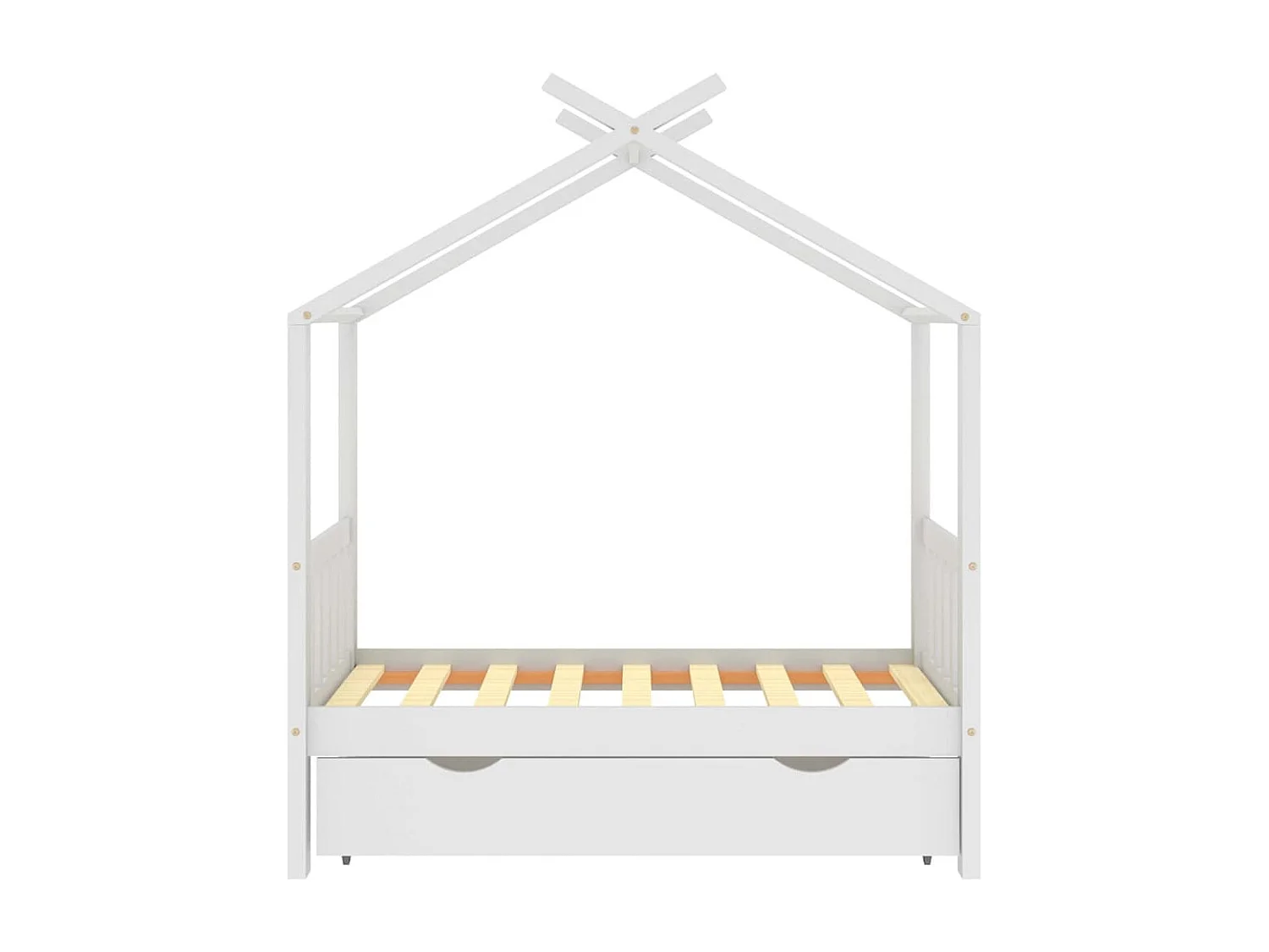 Estrutura de cama infantil com gaveta branca, pinho maciço 70x140 cm