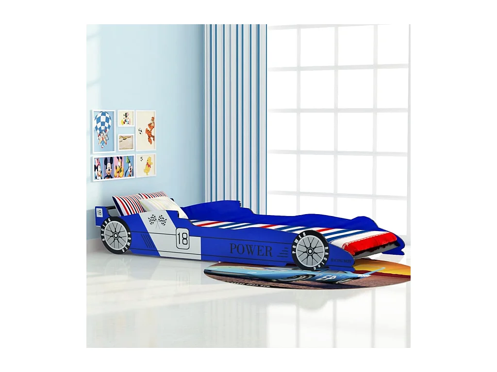 Raceautobed voor kinderen 90 x 200 cm Blauw
