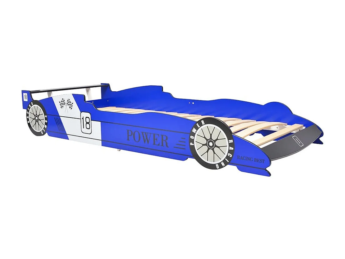 Lit voiture de course pour enfants 90 x 200 cm Bleu