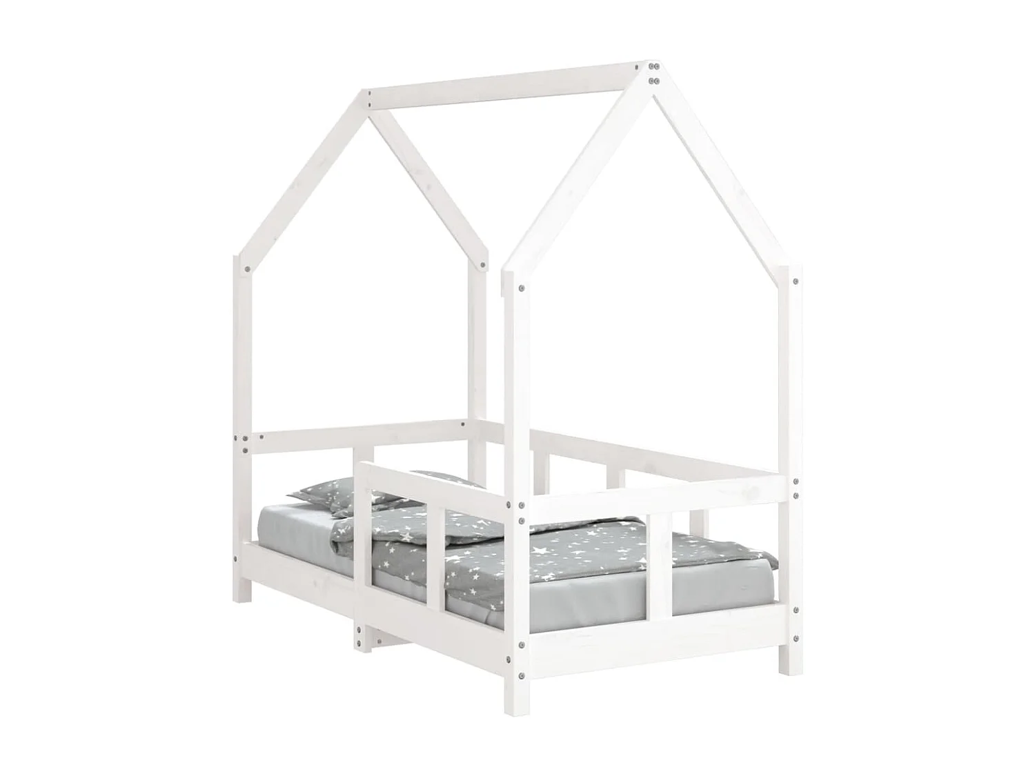 Estrutura de cama infantil branca 70x140 cm em madeira maciça de pinho