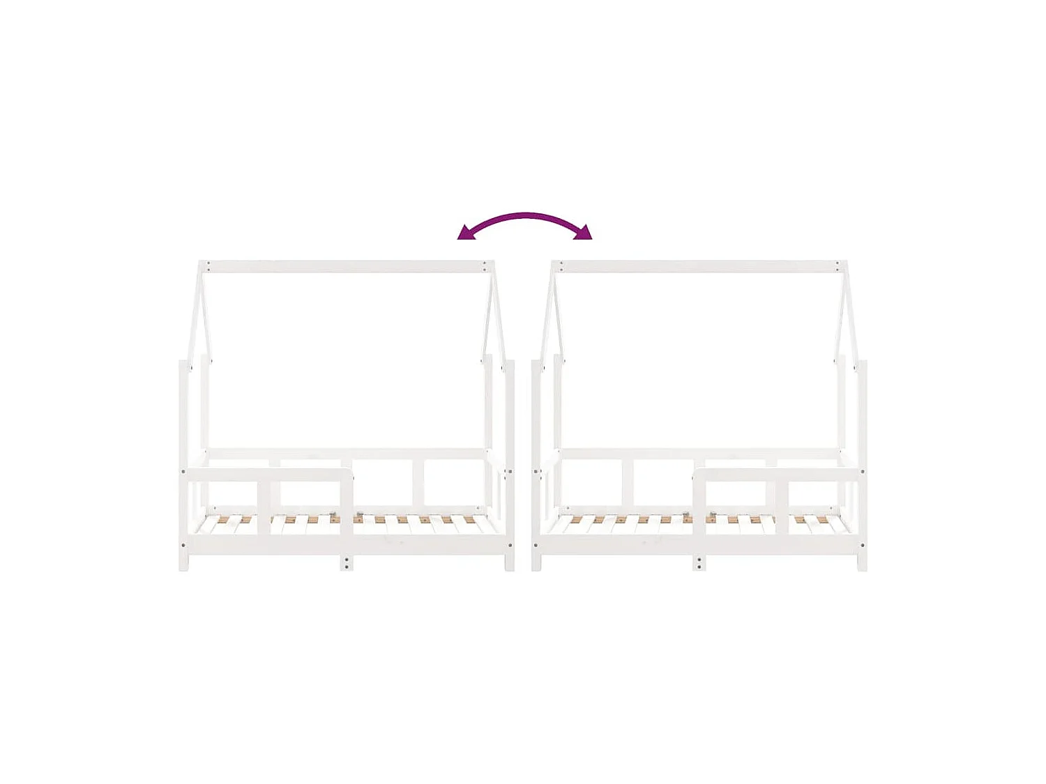 Estrutura de cama infantil branca 70x140 cm em madeira maciça de pinho