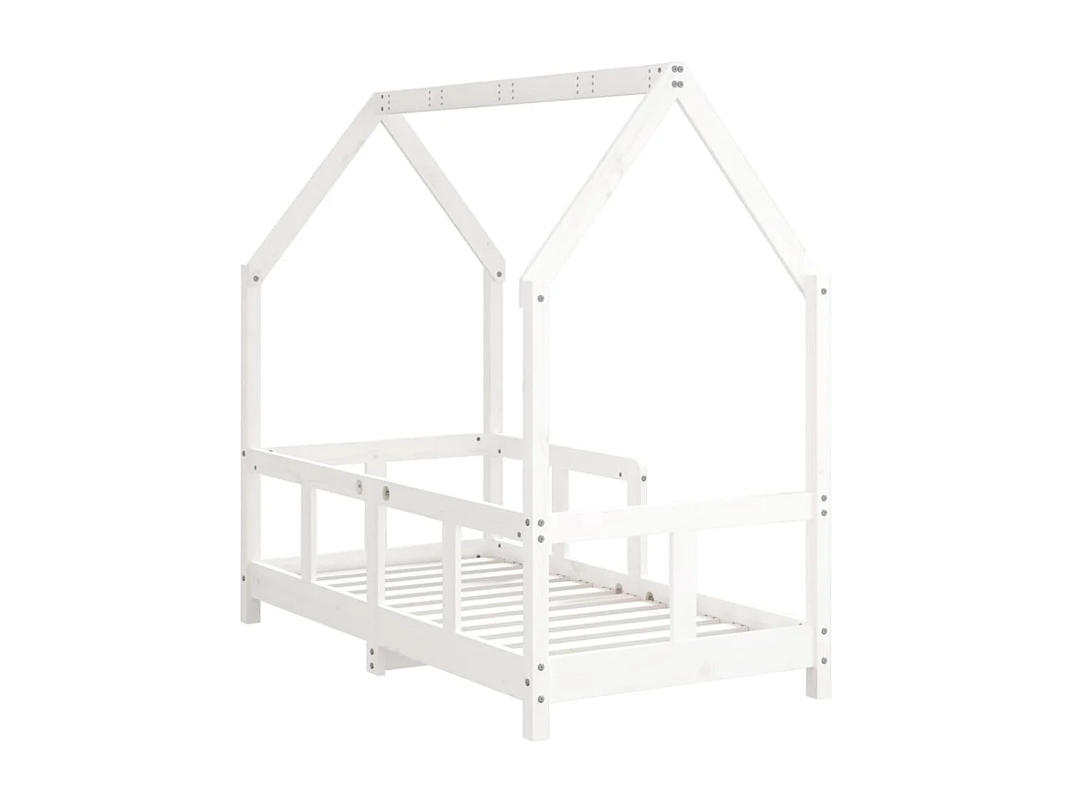 Estrutura de cama infantil branca 70x140 cm em madeira maciça de pinho