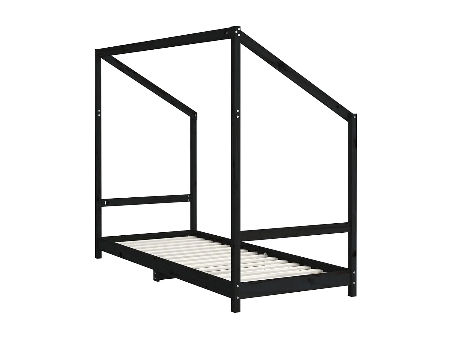 Struttura letto per bambini nera 2x(80x200) cm in legno di pino massiccio