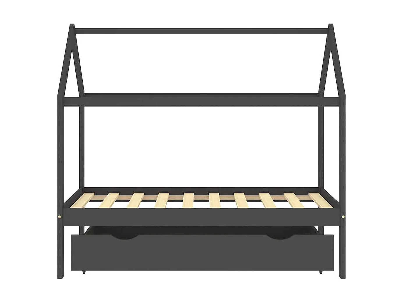 Struttura letto per bambini con un cassetto Pino grigio scuro 80x160 cm