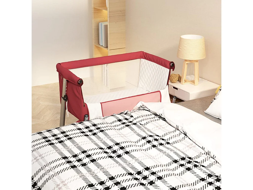 Lit pour bébé avec matelas Rouge Tissu de lin