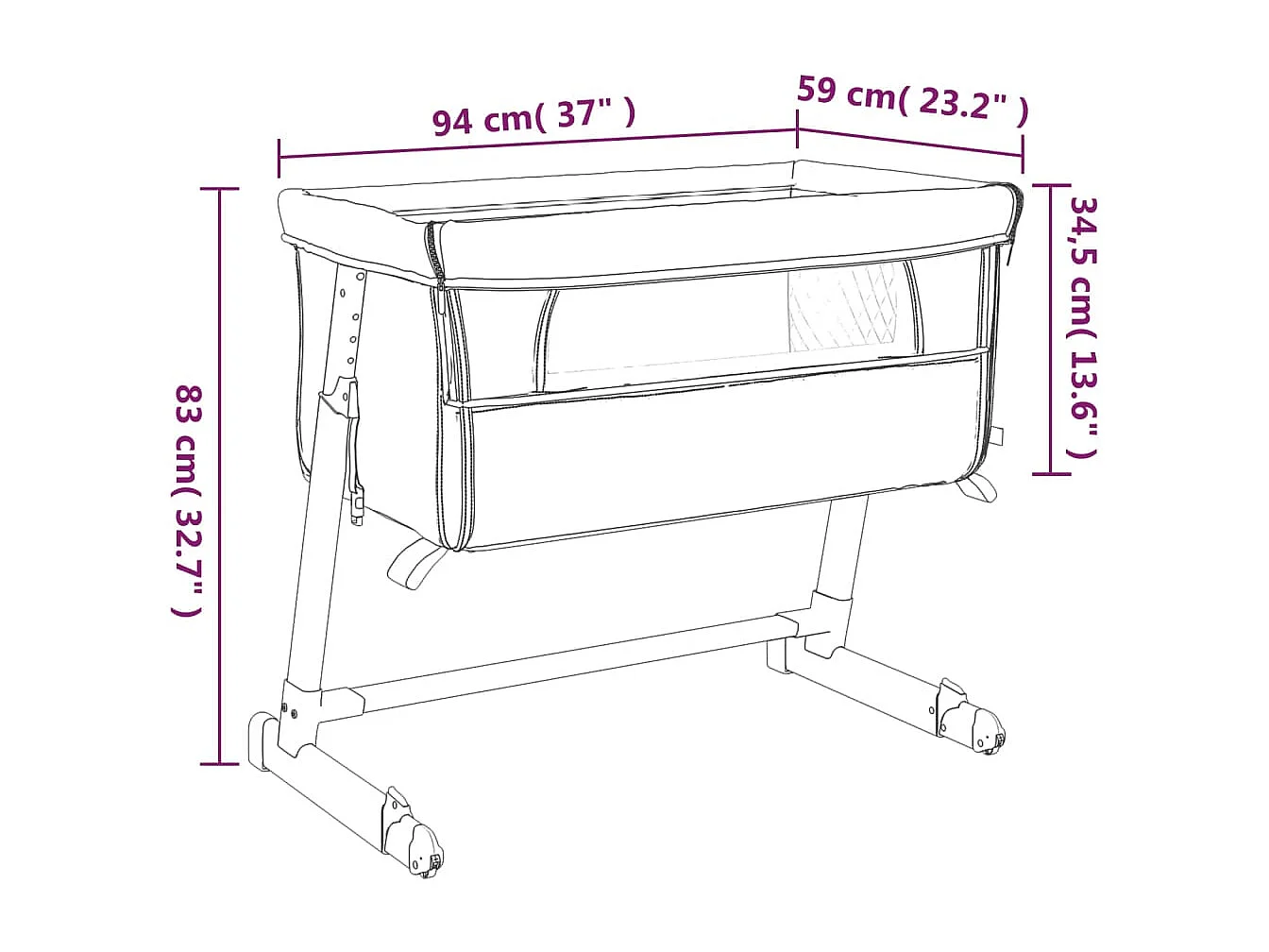 Lit pour bébé avec matelas Rouge Tissu de lin