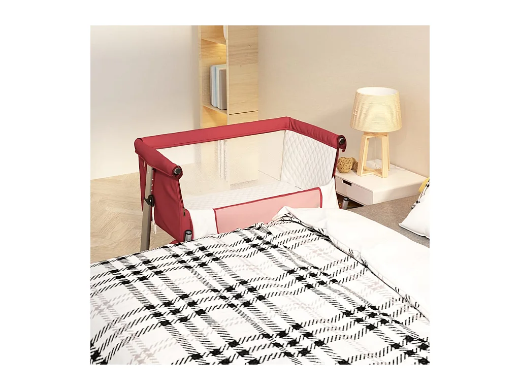 Lit pour bébé avec matelas Rouge Tissu de lin
