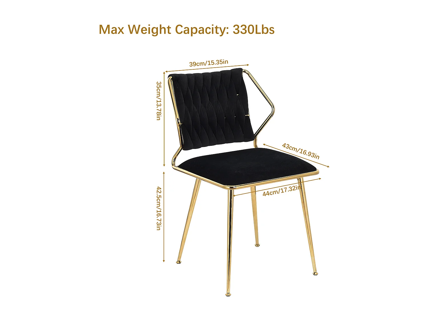 Lot de 2 chaises en velours et métal - pour la Vanité de la Chambre de Cuisine - Noir