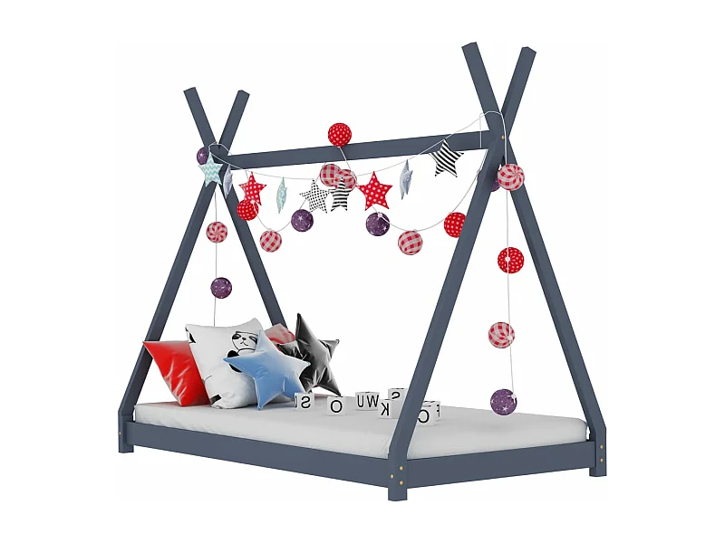 Estructura de cama infantil Gris Madera maciza de pino 90 x 200 cm