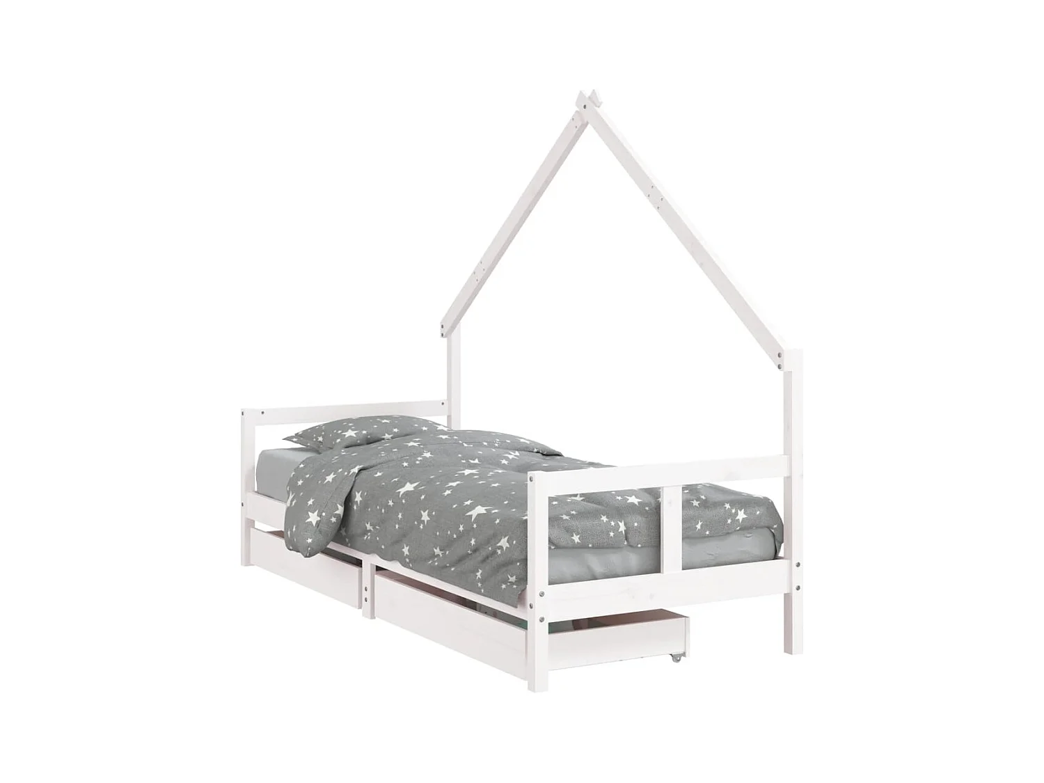 Cadre de lit enfant tiroirs blanc 80x200 cm bois de pin massif