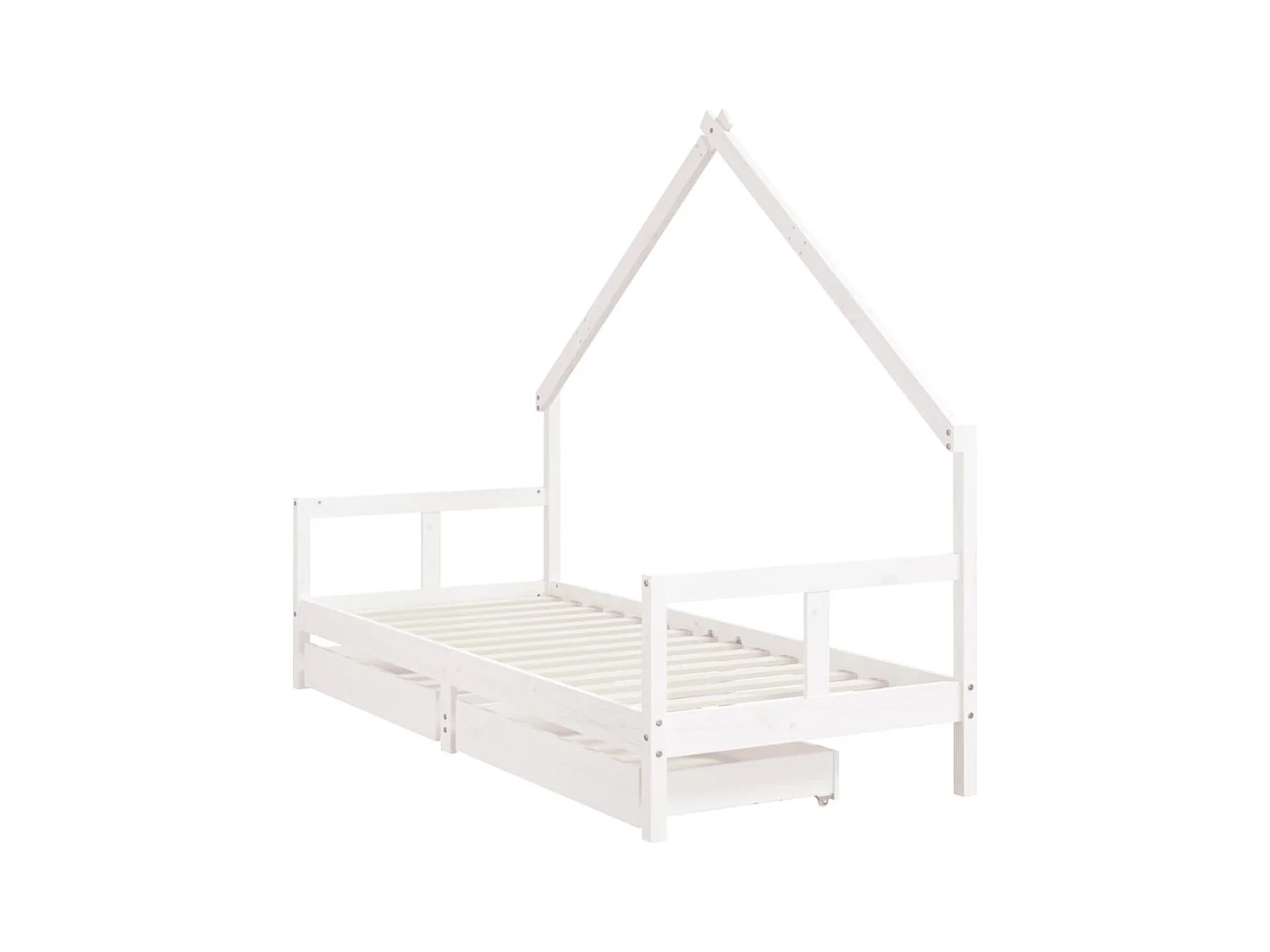 Cadre de lit enfant tiroirs blanc 80x200 cm bois de pin massif
