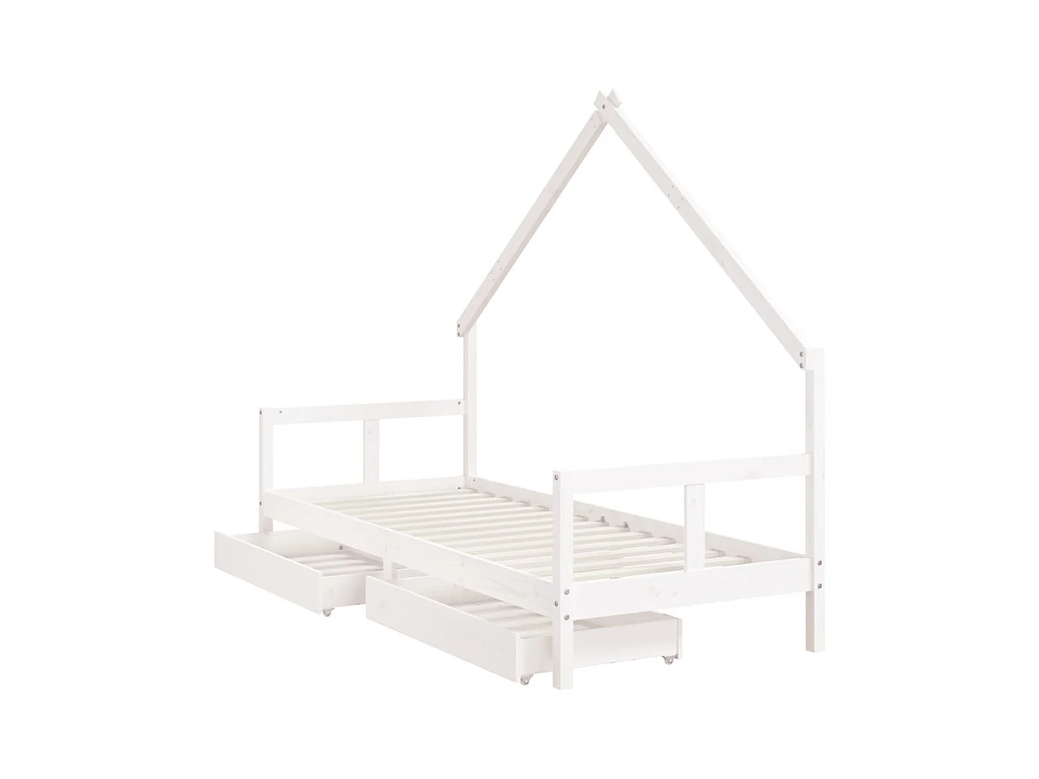Cadre de lit enfant tiroirs blanc 80x200 cm bois de pin massif