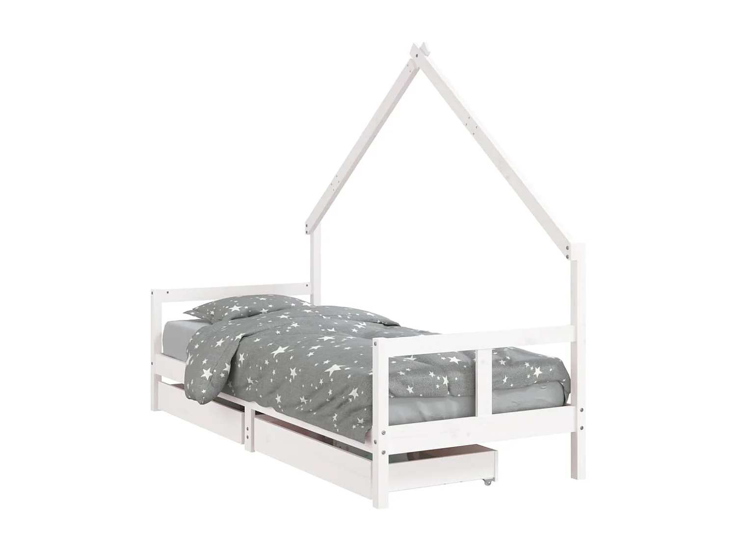 Cadre de lit enfant tiroirs blanc 80x200 cm bois de pin massif