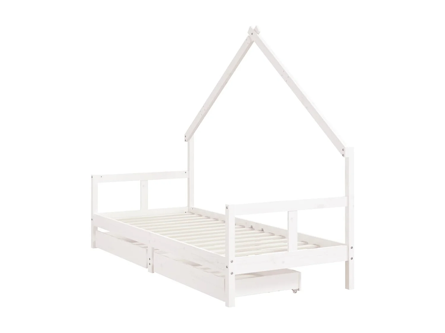 Cadre de lit enfant tiroirs blanc 80x200 cm bois de pin massif