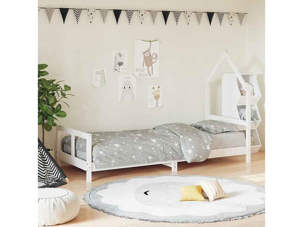Wit kinderbedframe 80x200 cm massief grenenhout