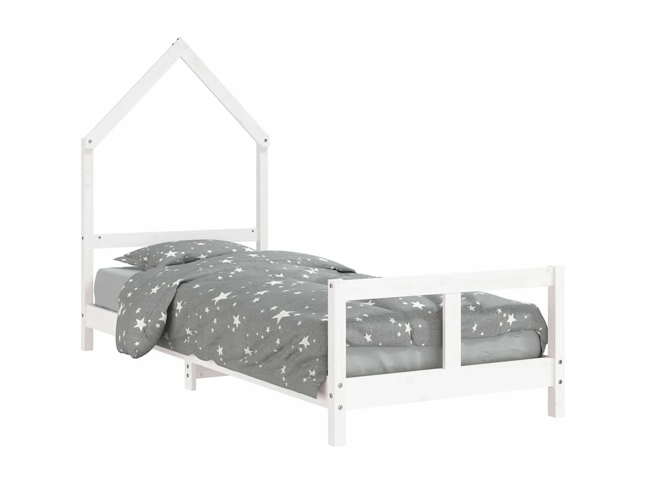 Wit kinderbedframe 80x200 cm massief grenenhout