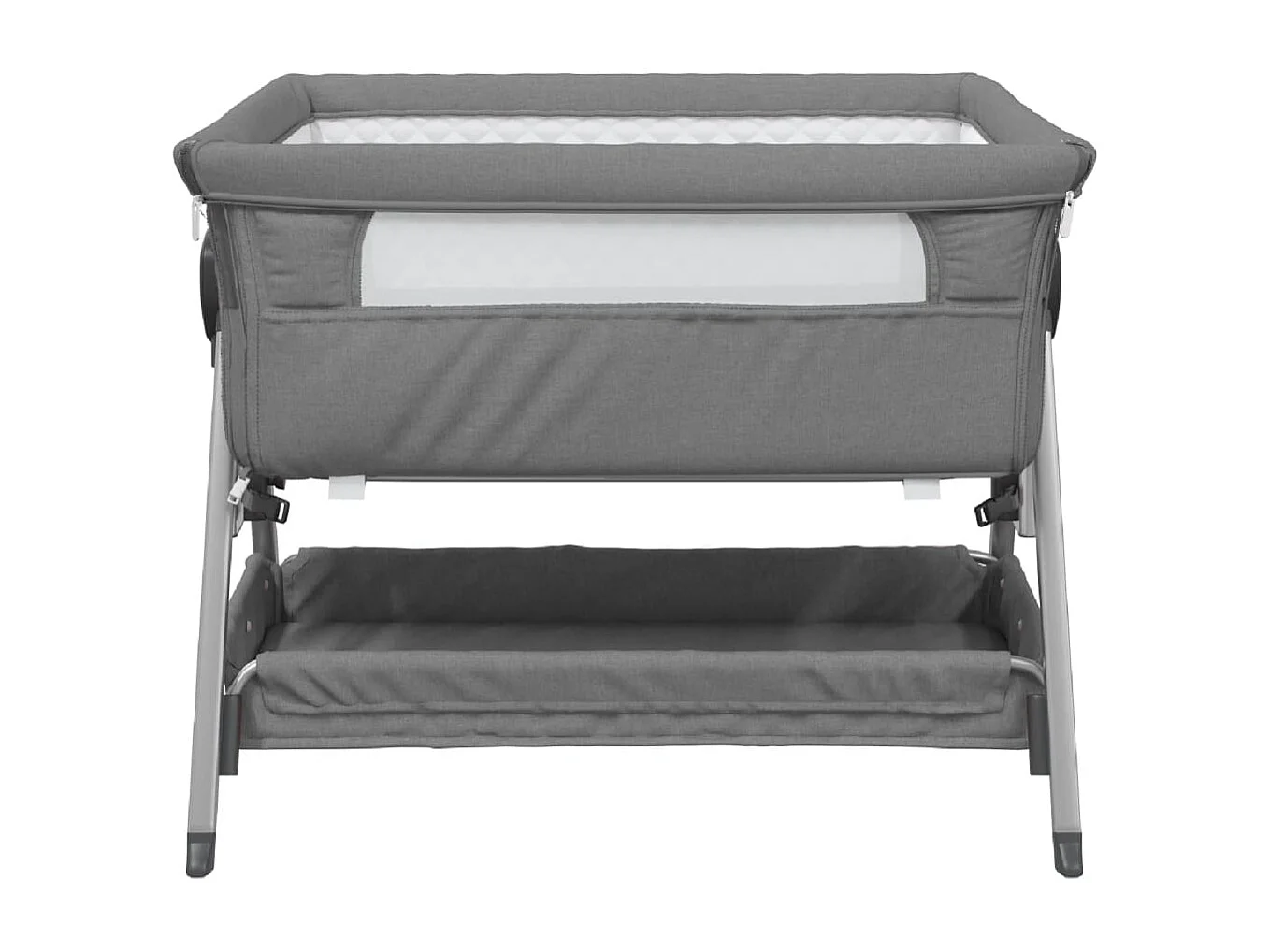 Cama de bebê com colchão Tecido de linho cinza escuro