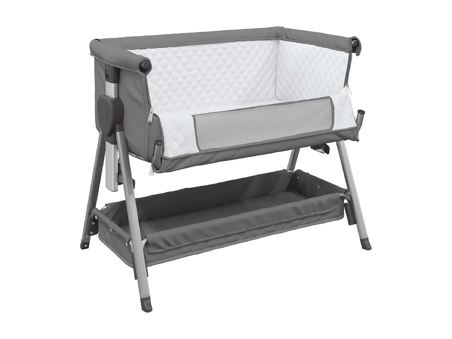 Cama de bebê com colchão Tecido de linho cinza escuro