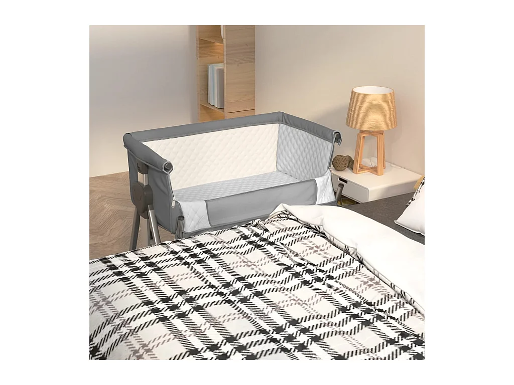 Lit pour bébé avec matelas Gris foncé Tissu de lin