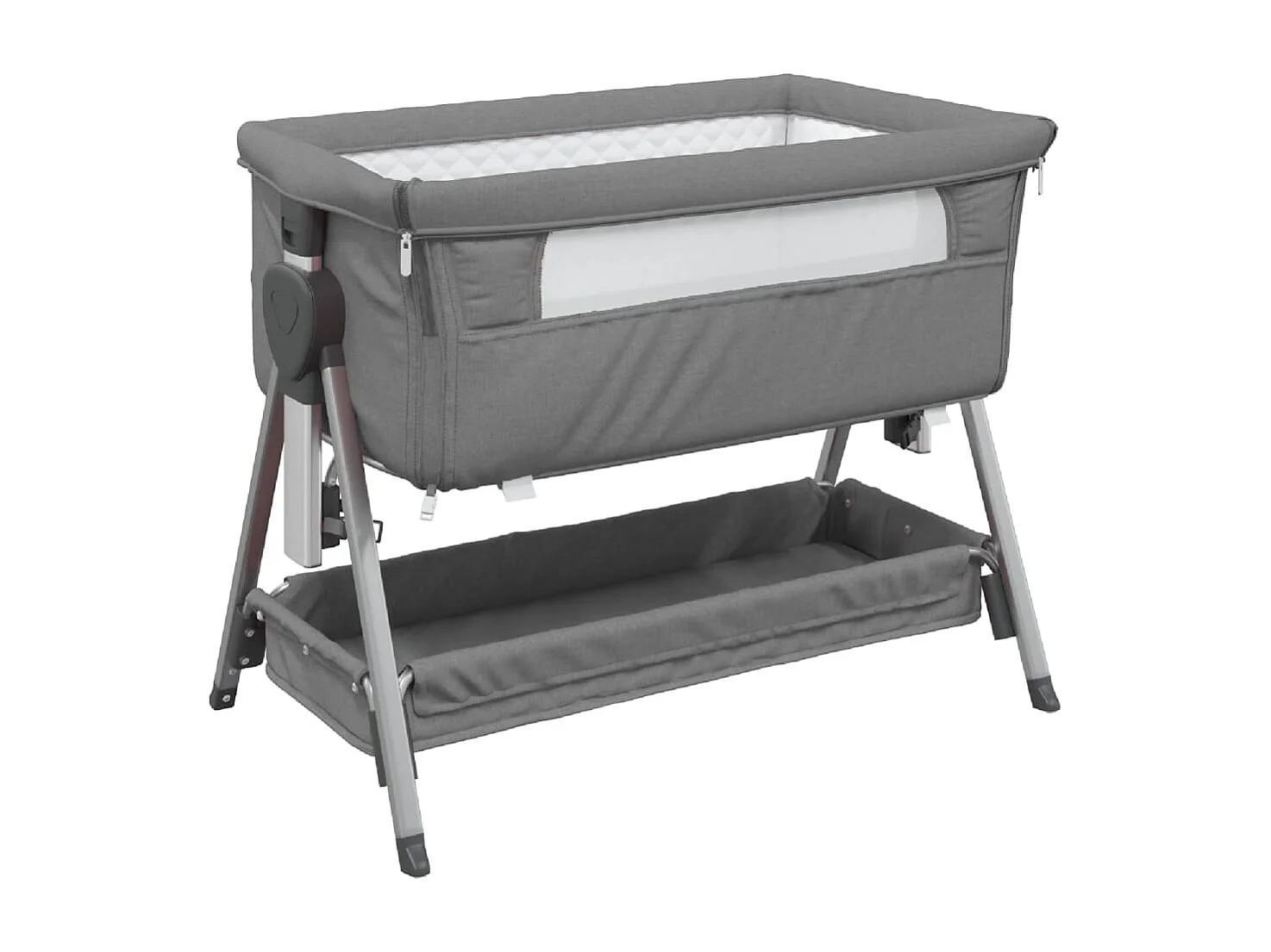 Cama de bebê com colchão Tecido de linho cinza escuro