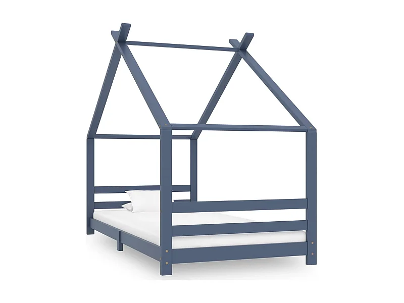 Estructura de cama infantil Gris Madera maciza de pino 90x200 cm