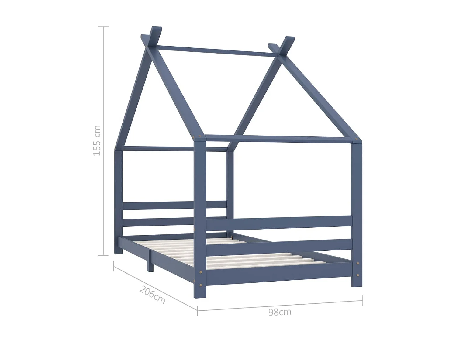 Estructura de cama infantil Gris Madera maciza de pino 90x200 cm