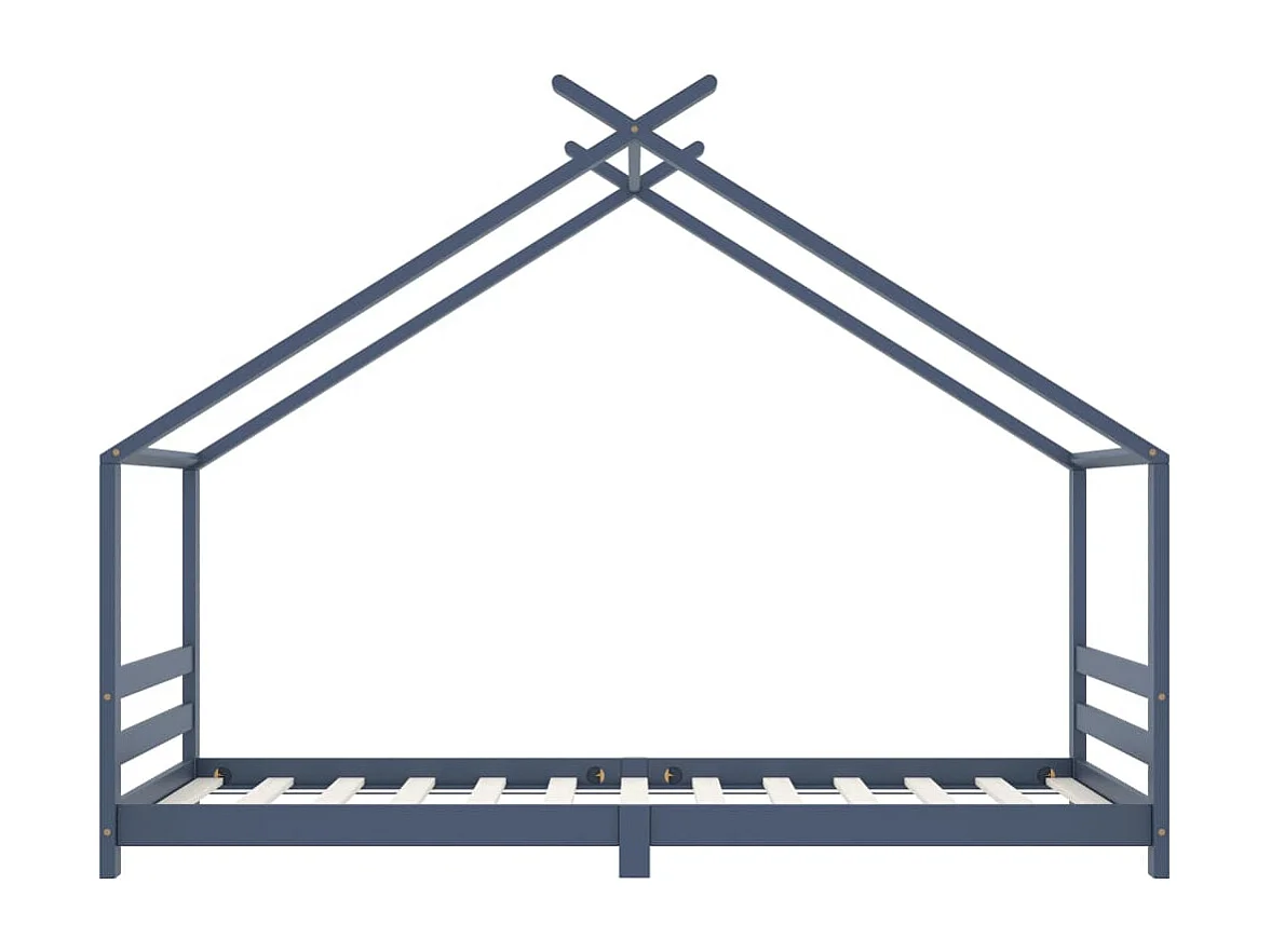 Cadre de lit d'enfant Gris Bois de pin massif 90x200 cm