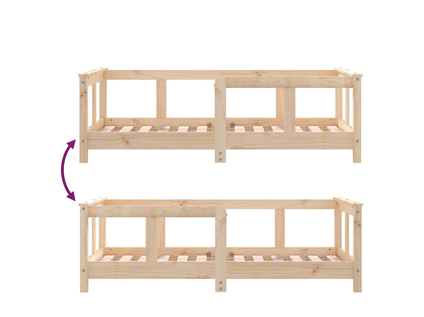 Estrutura de cama infantil 70x140 cm em madeira maciça de pinho