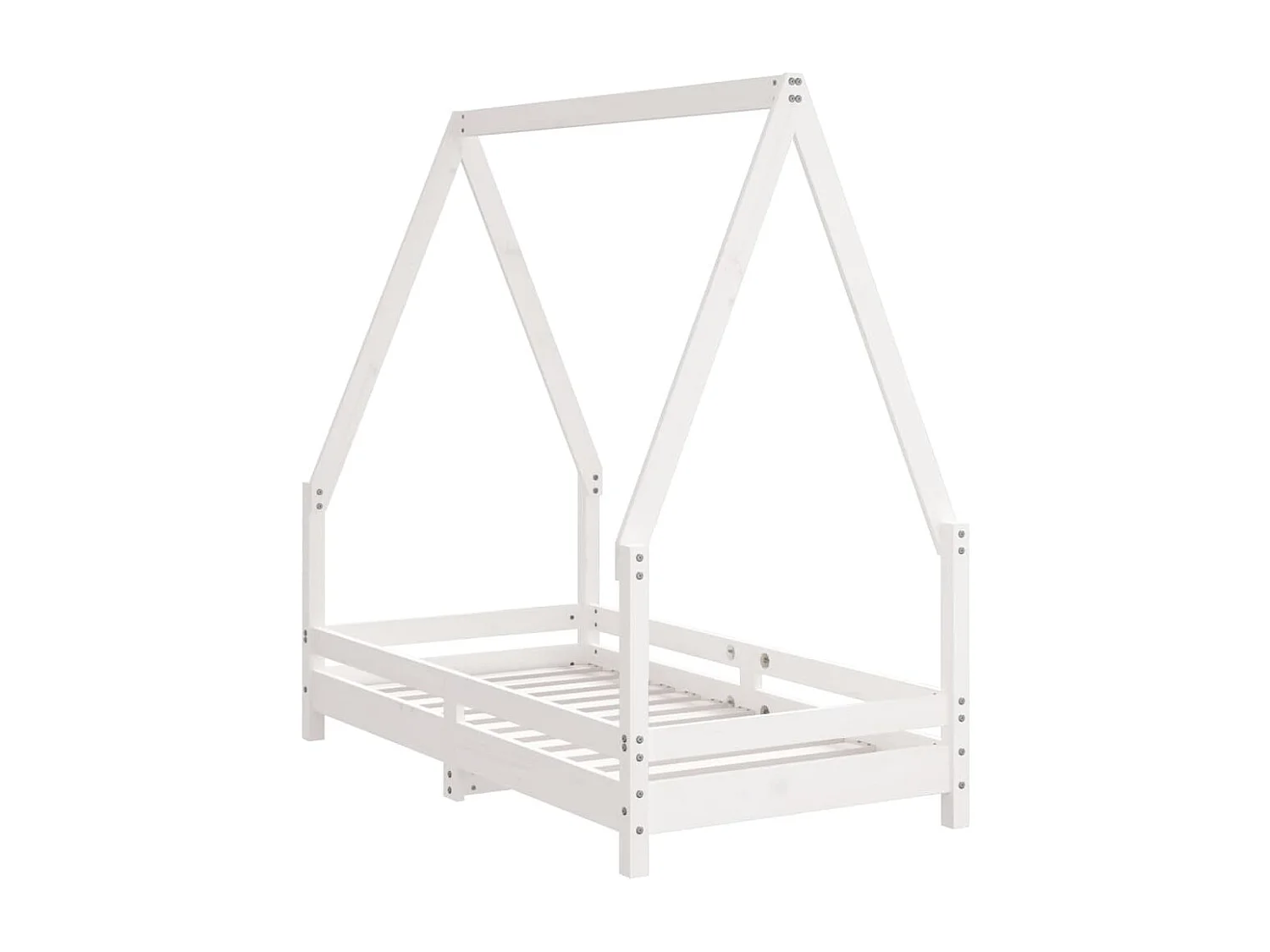 Estrutura de cama infantil branca 70x140 cm em madeira maciça de pinho