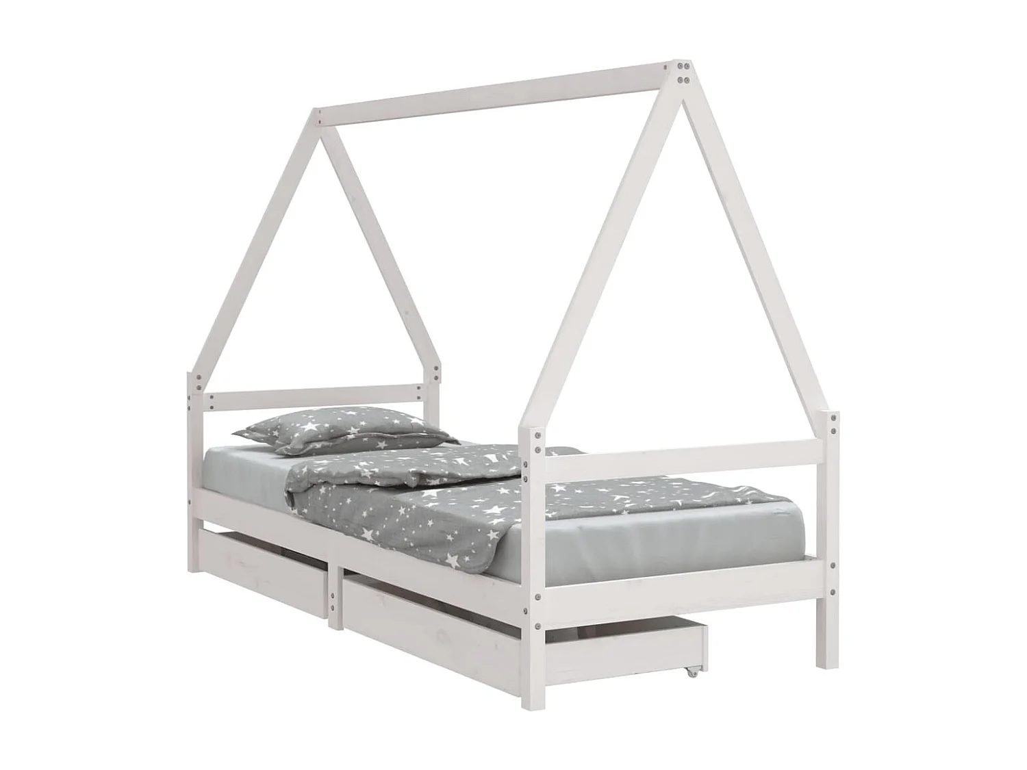 Estrutura de cama infantil com gavetas branco 90x200 cm madeira maciça de pinho