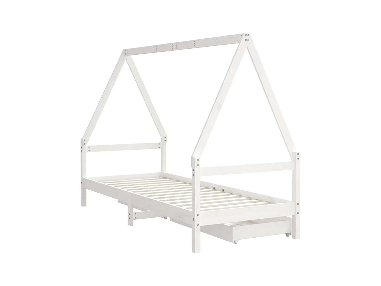 Estrutura de cama infantil com gavetas branco 90x200 cm madeira maciça de pinho
