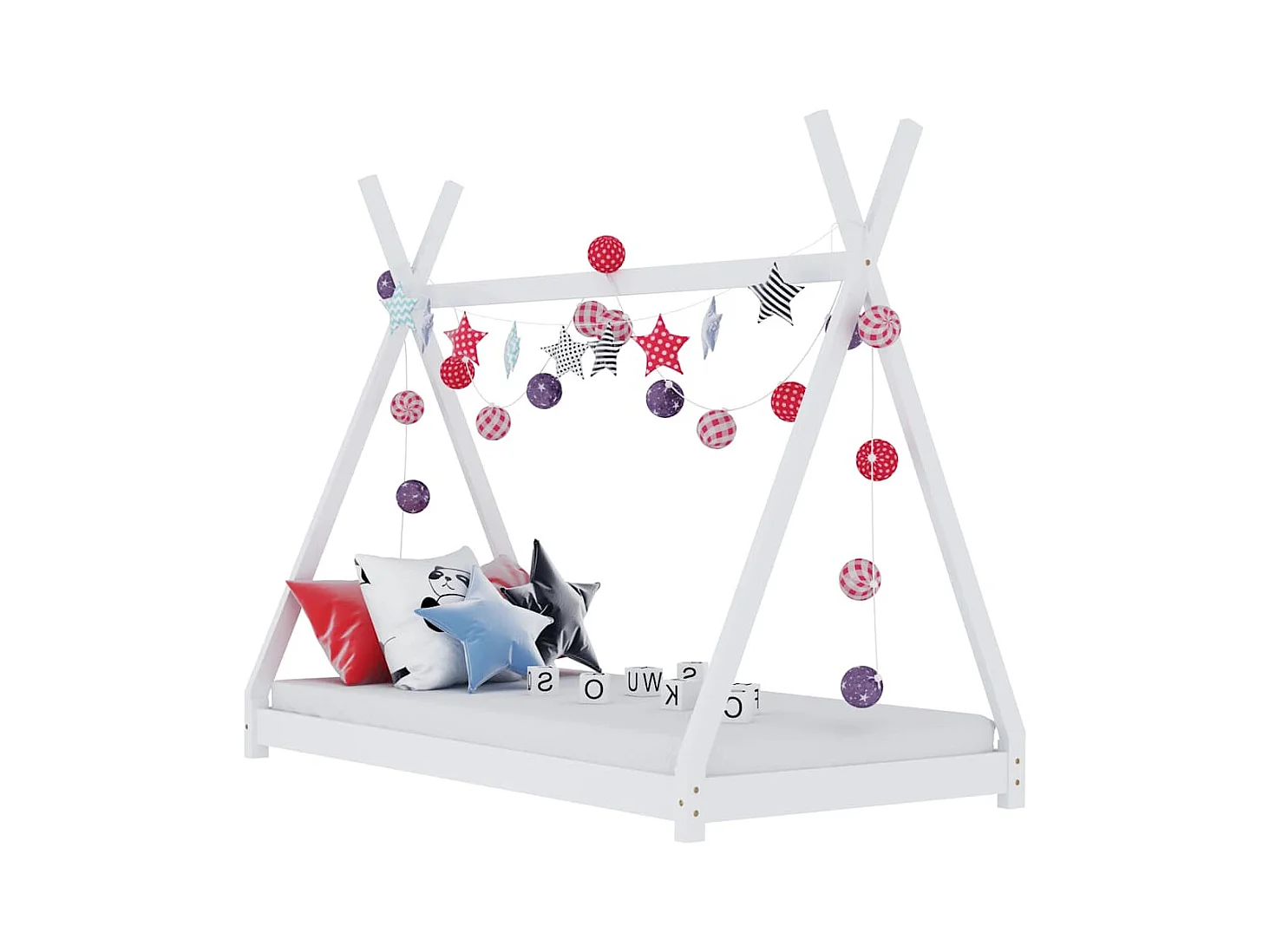 Cadre de lit d'enfant Blanc Bois de pin massif 80x160 cm