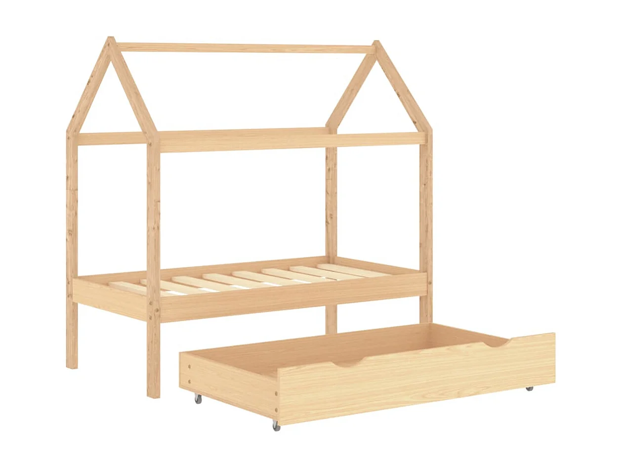 Cadre de lit d'enfant avec tiroir Bois de pin massif 70x140 cm