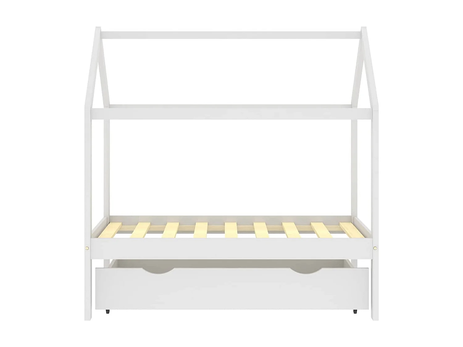 Estrutura de cama infantil com uma gaveta Pinho maciço branco 70x140 cm